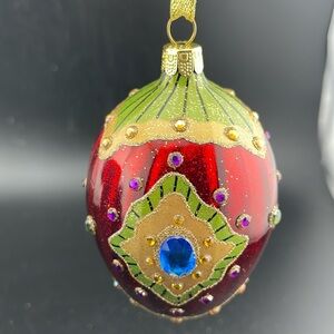 Joan Rivers Glass Egg Christmas Ornament